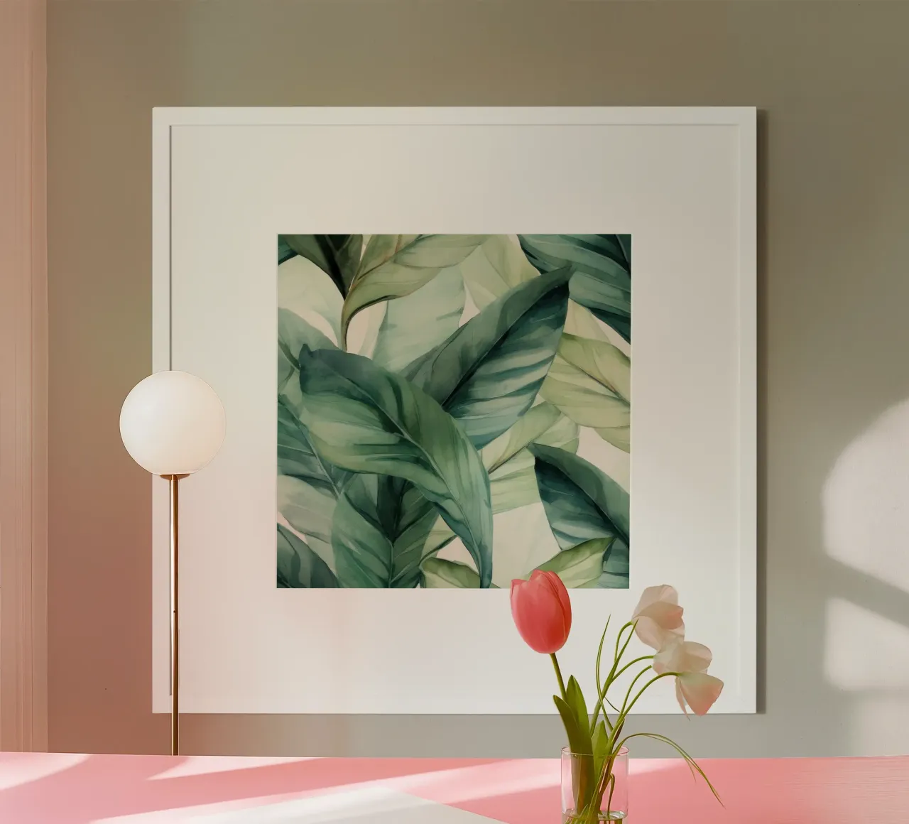 Incantevoli foglie tropicali 1 poster con telaio in legno da Modern Muse