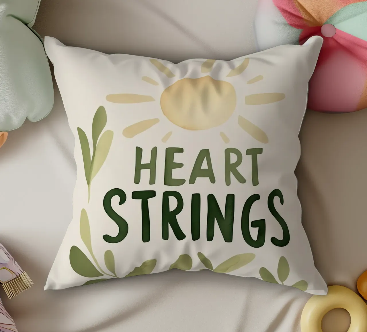 Heart Strings decorative cushion by treechild