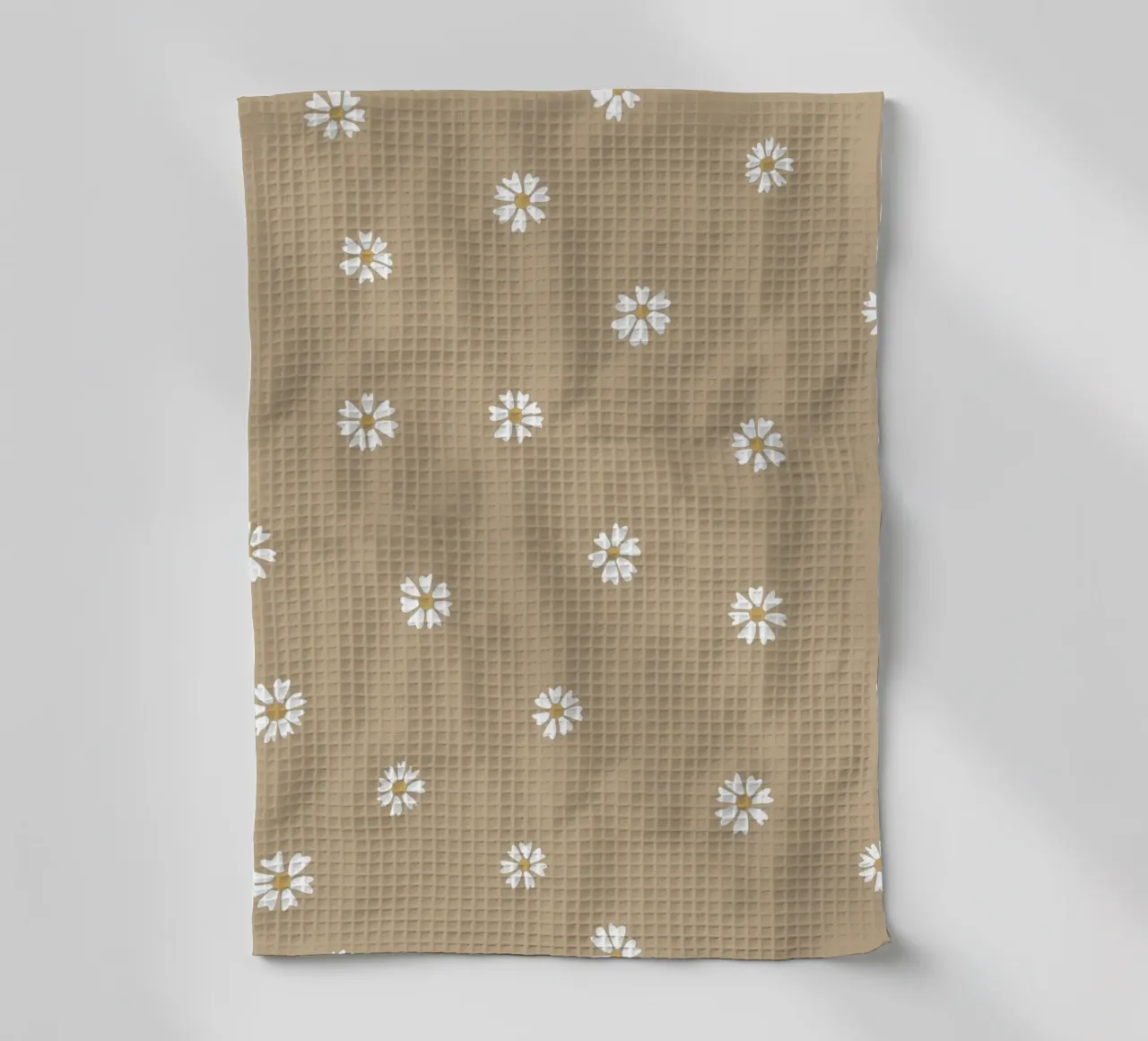 Daisies green tea towel by AleksandraAnna