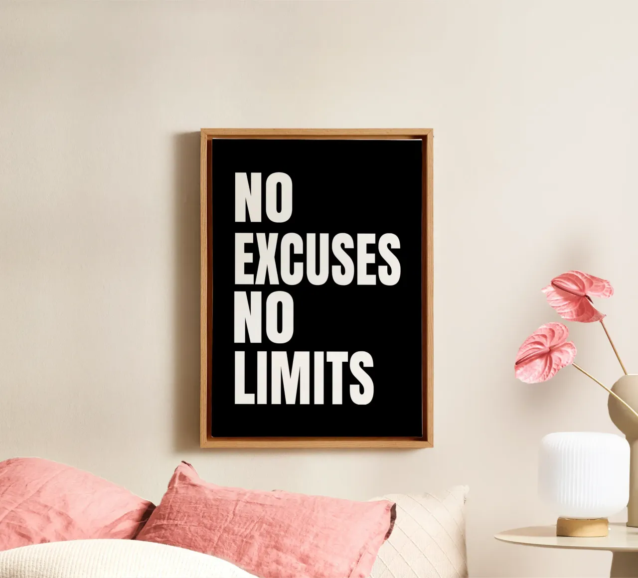 No excuses no limits tela con Cornice a cassetta da happieeagle