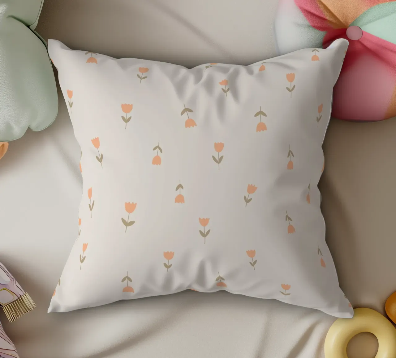 Tulips peach cuscino da AleksandraAnna