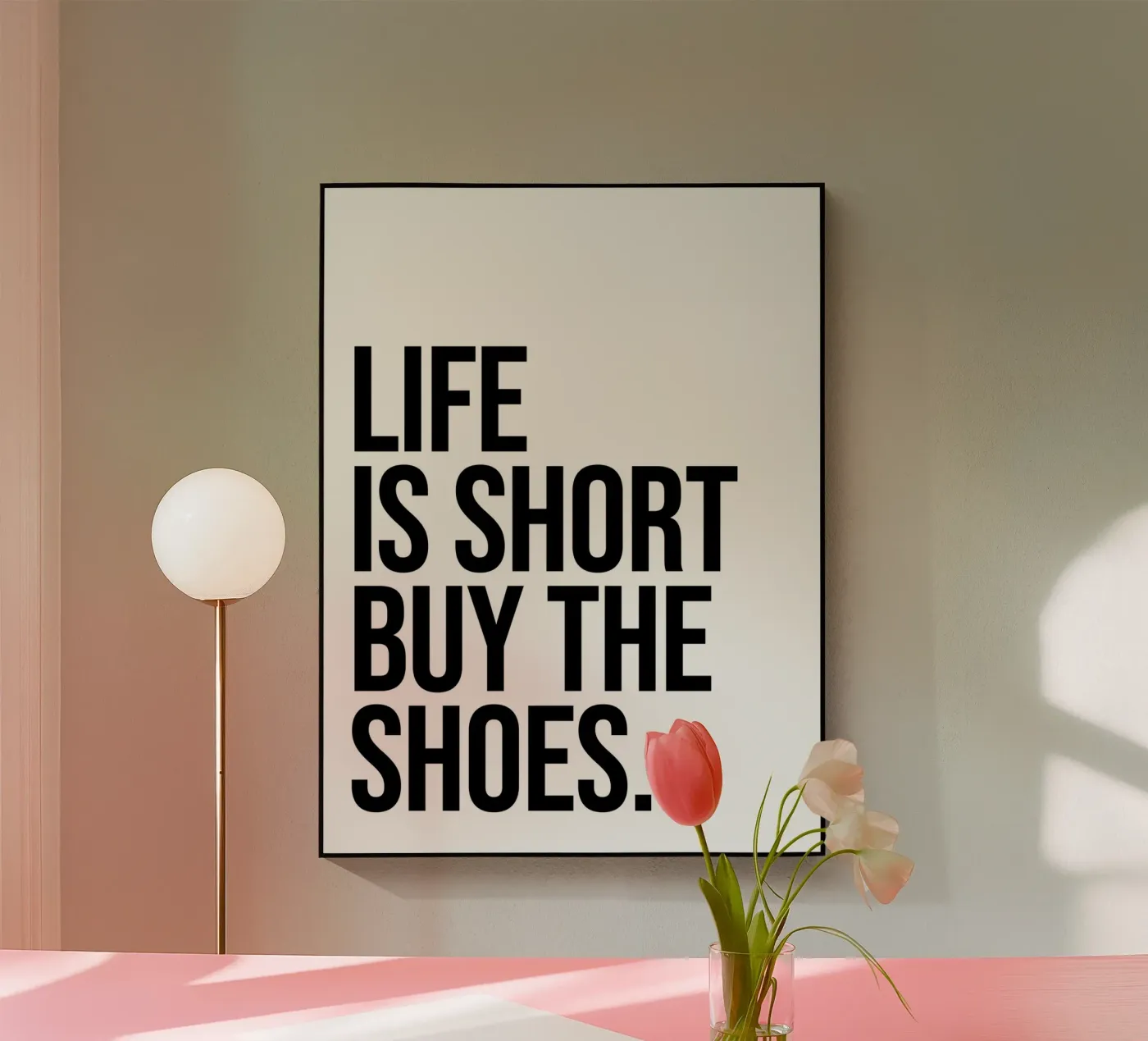 La vie est courte acheter les chaussures citation plexiglas de Paigaam Studio