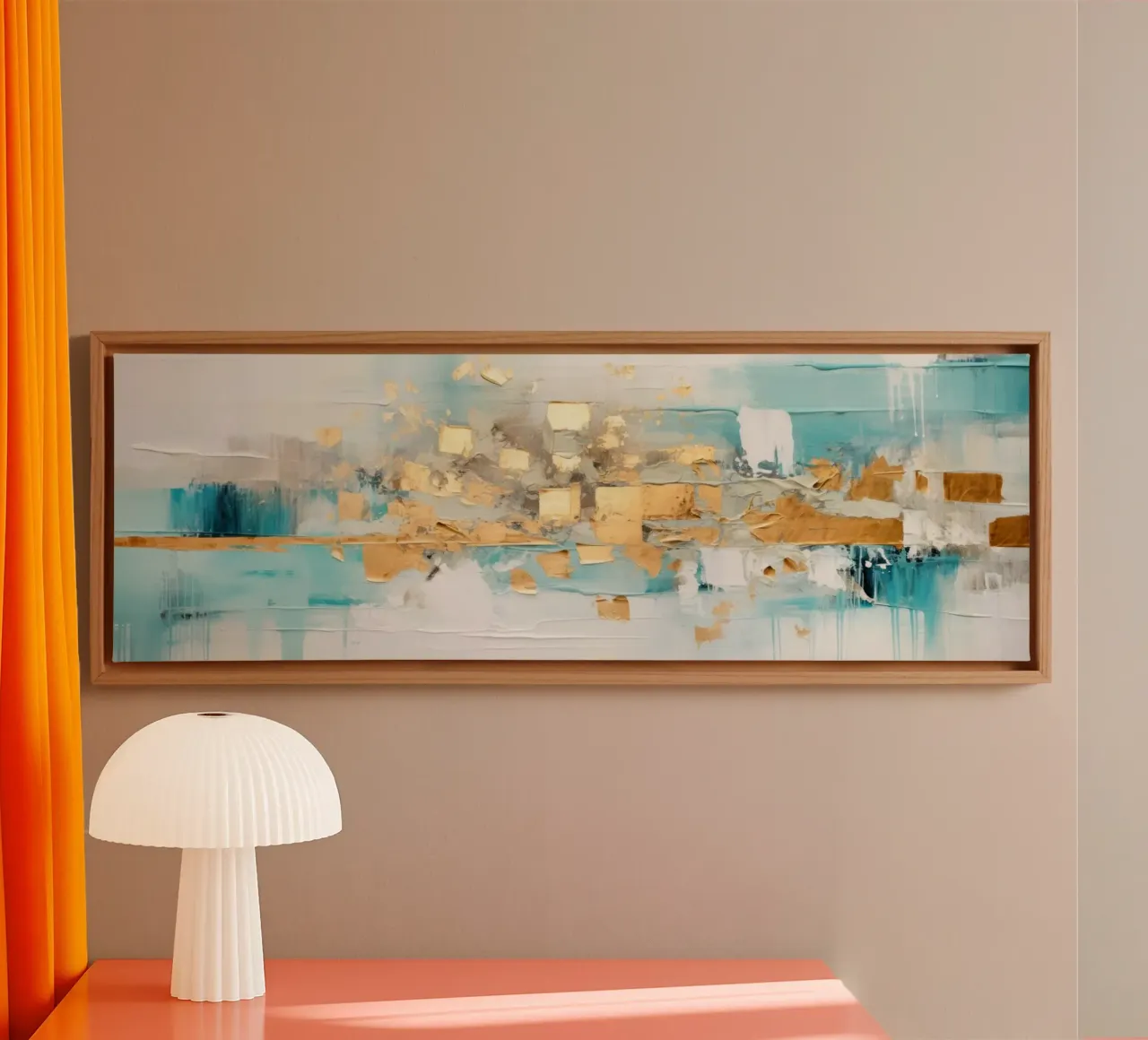 ABSTRAKTE KUNST Goldexplosion tela con Cornice a cassetta da Melanie Viola