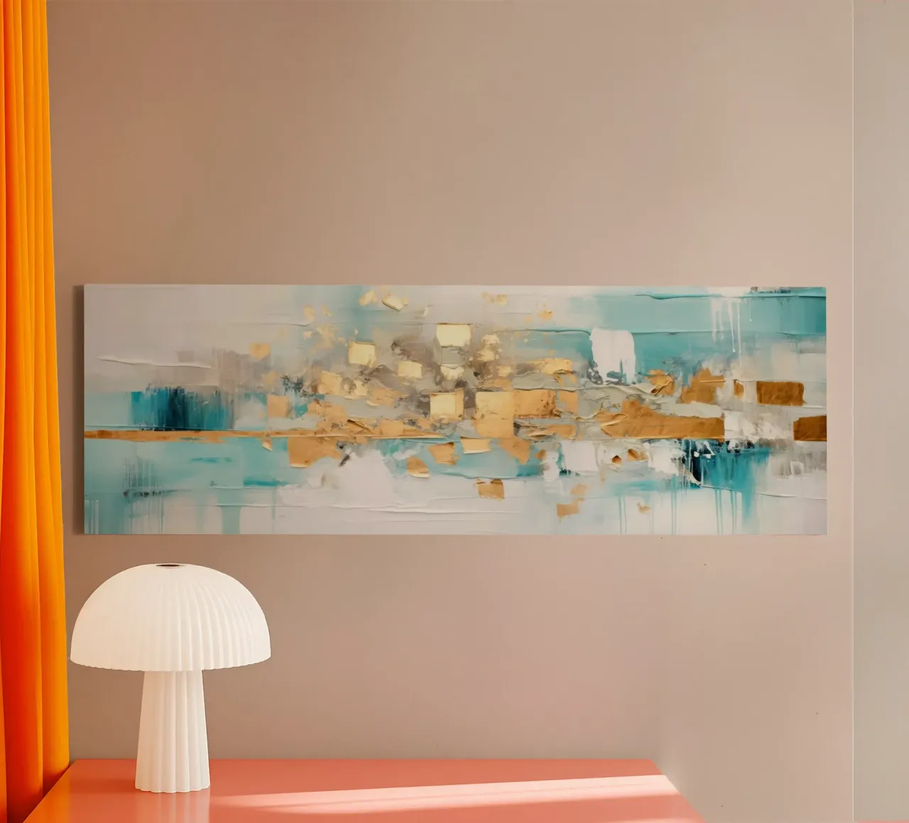 ABSTRAKTE KUNST Goldexplosion tela con Cornice a cassetta da Melanie Viola