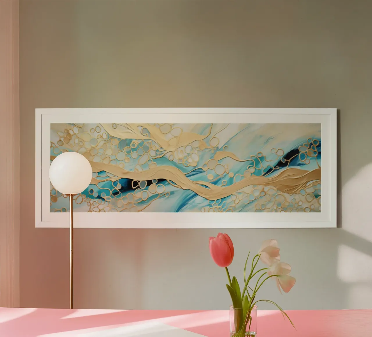 ABSTRAKTE KUNST Goldene Flüssigkeit Poster von Melanie Viola