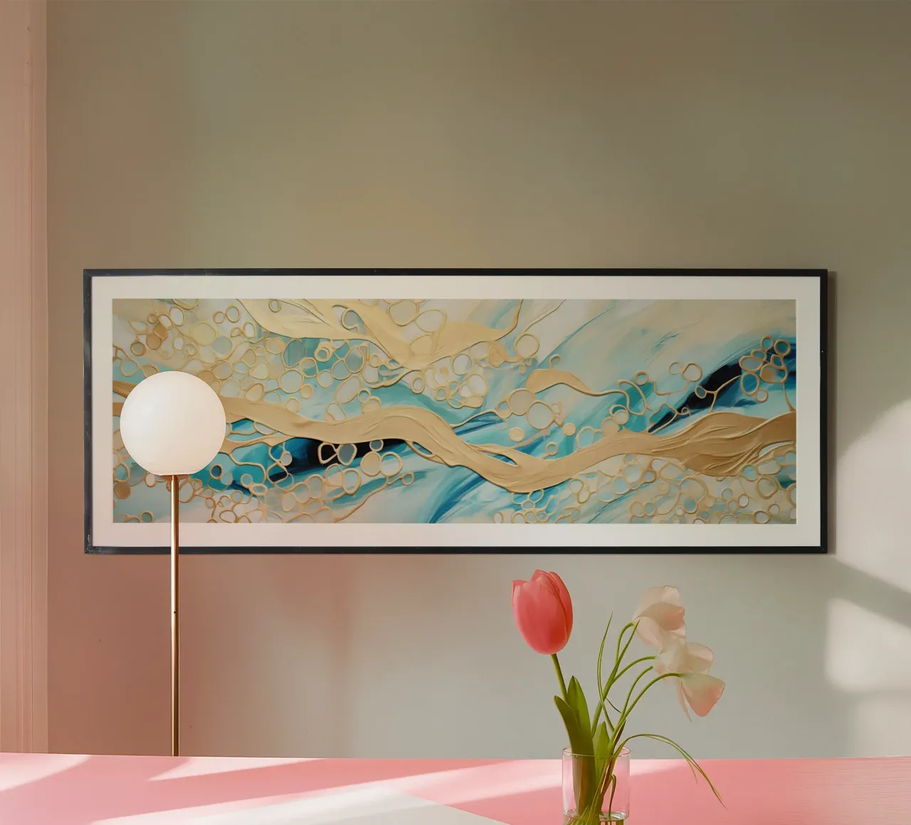 ABSTRAKTE KUNST Goldene Flüssigkeit Poster von Melanie Viola