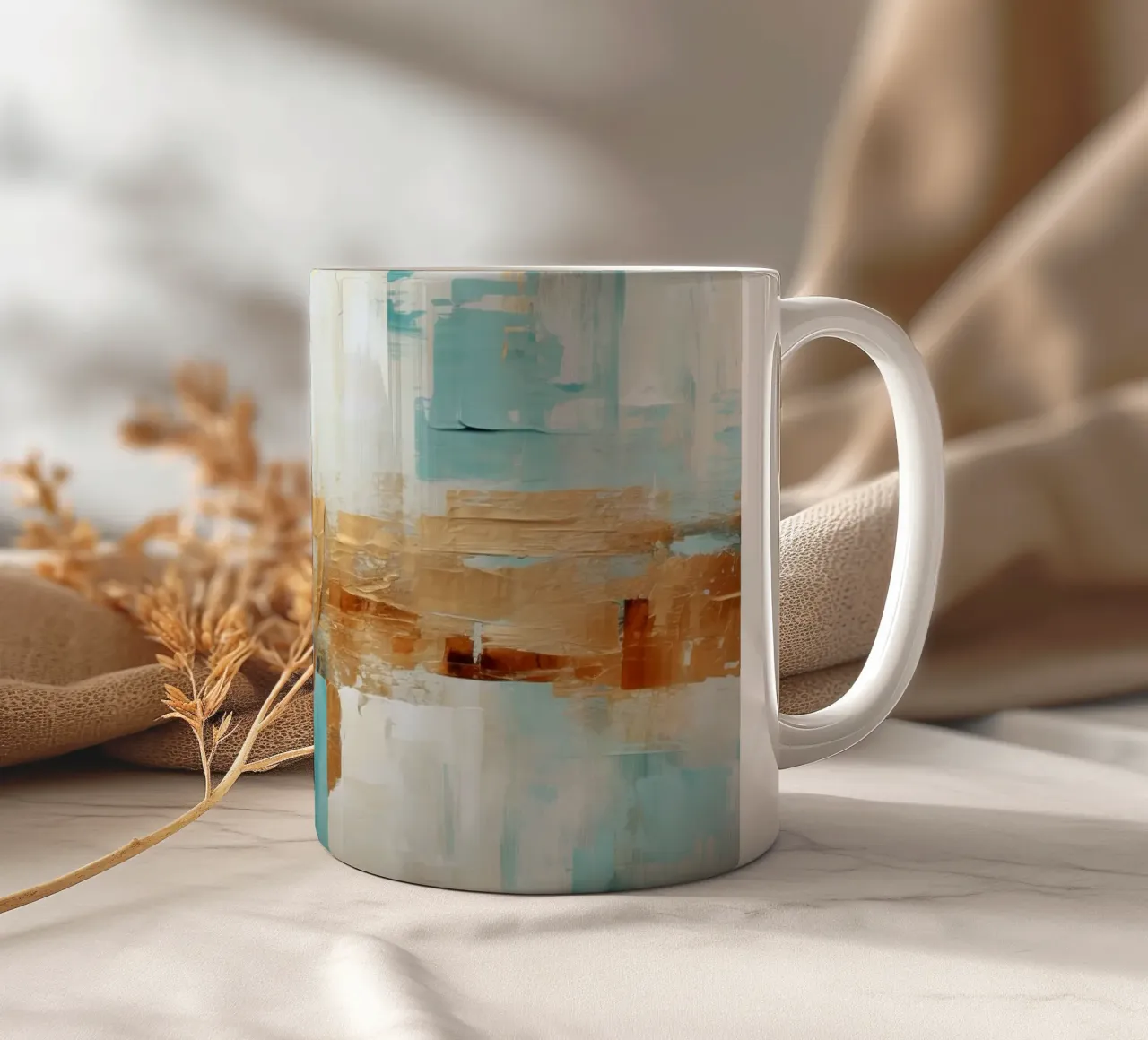 ABSTRACT KUNST Surrealistische horizon keramische mok van Melanie Viola