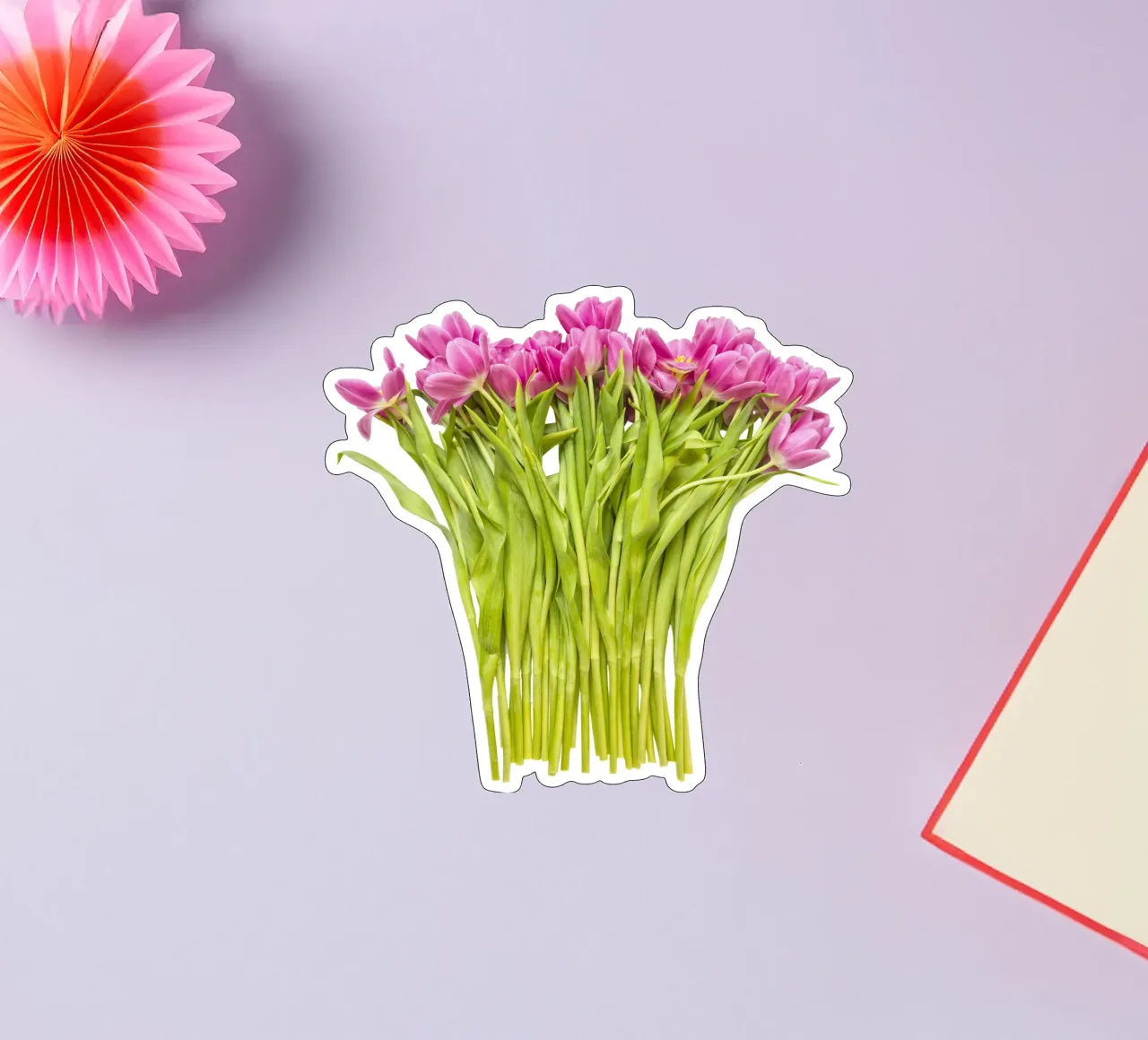 Un tocco di bellezza: Un bouquet di tulipani rosa adesivo da Curious Collections by Marielle Leenders