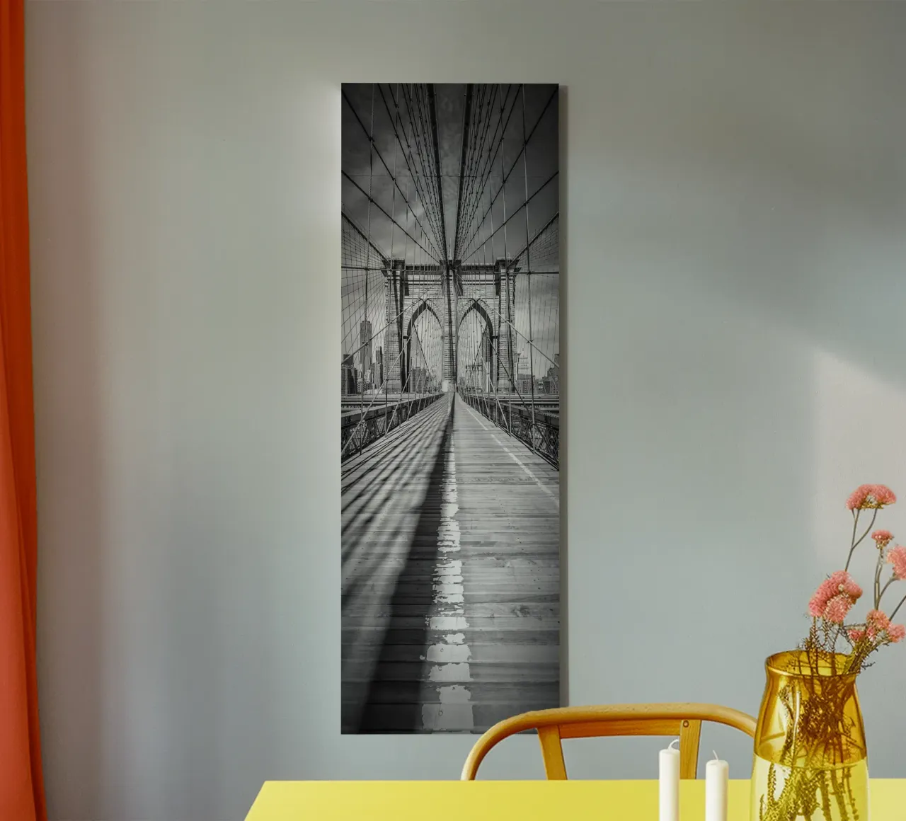 NEW YORK CITY Brooklyn Bridge | Panorama vertical canvas with Floater frame by Melanie Viola