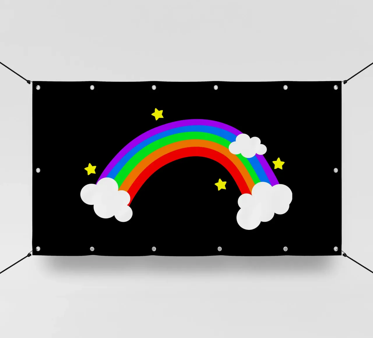 Rainbow with clouds and stars telo in pvc da happieeagle