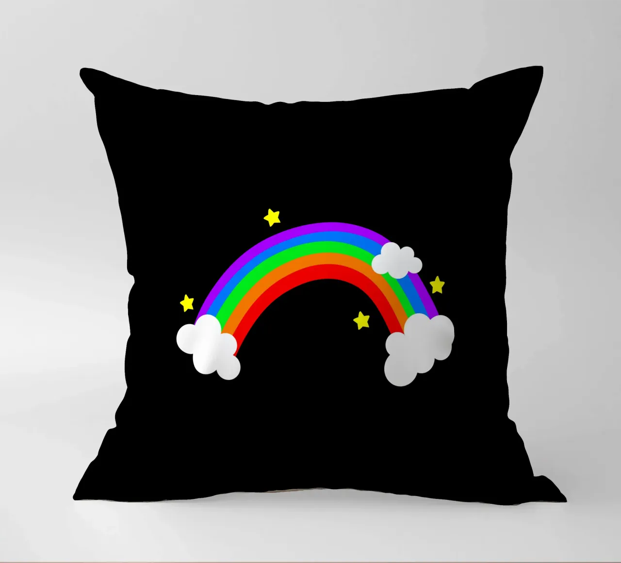 Rainbow with clouds and stars cuscino da happieeagle