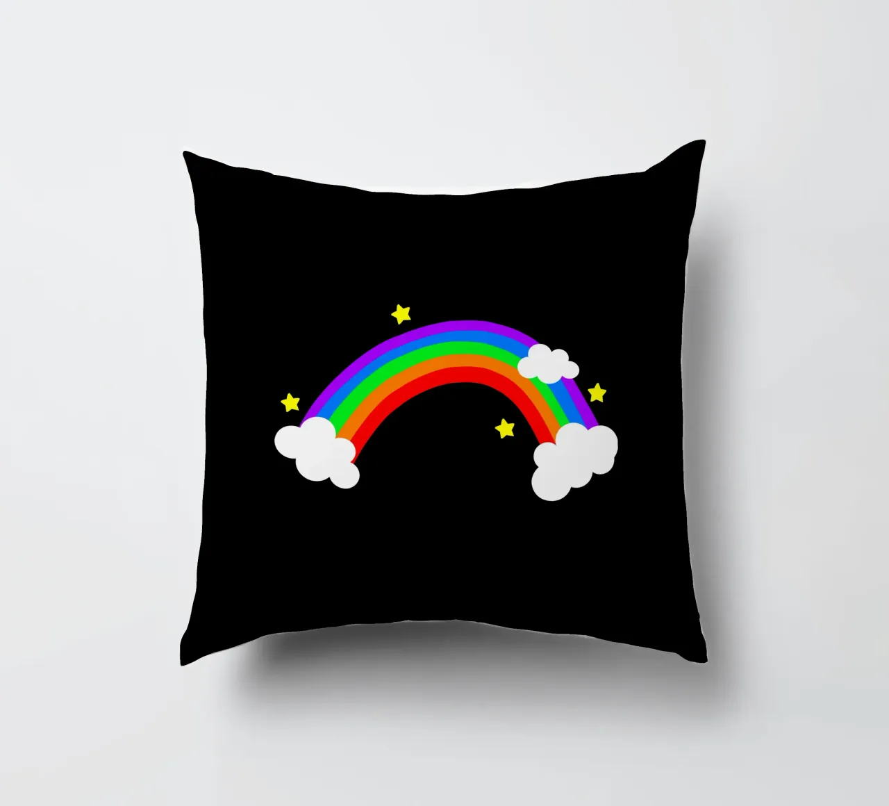 Rainbow with clouds and stars cuscino da happieeagle