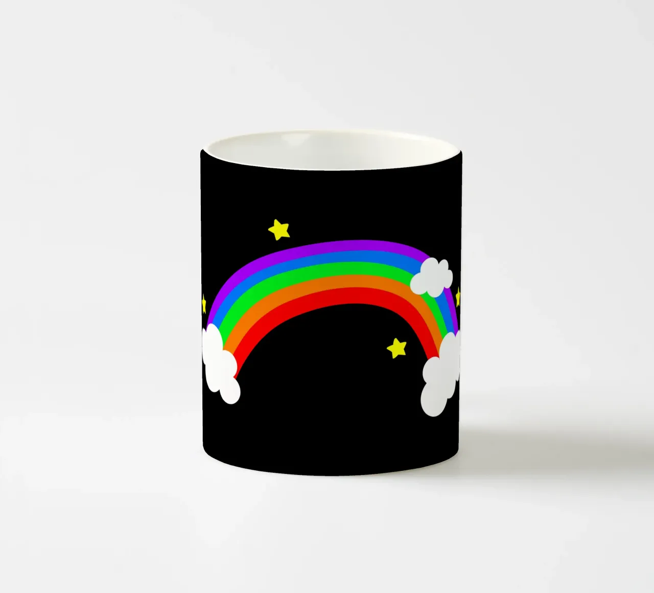 Rainbow with clouds and stars tazza in ceramica da happieeagle