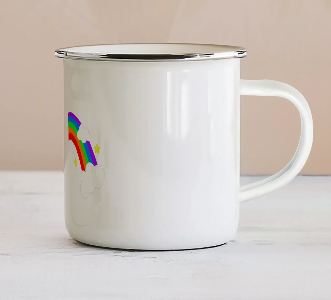 Rainbow with clouds and stars tazza in smalto da happieeagle