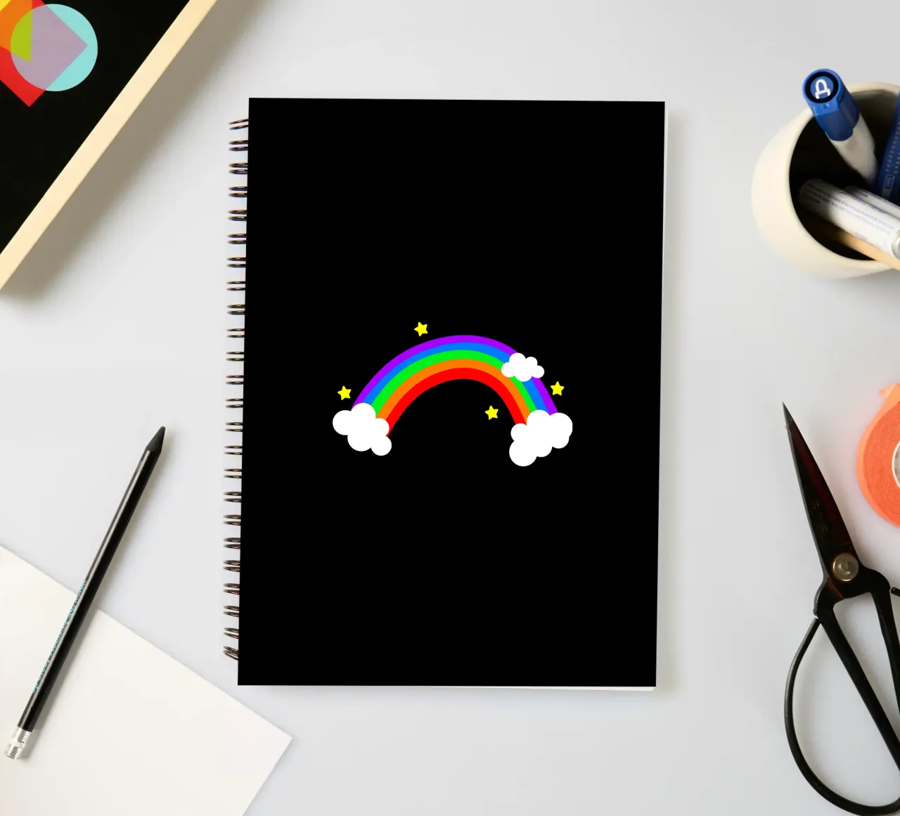 Rainbow with clouds and stars diario ad anelli da happieeagle