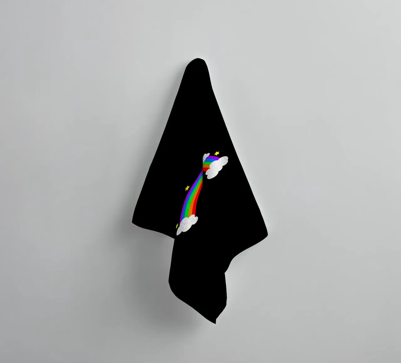 Rainbow with clouds and stars asciugamano da bagno da happieeagle