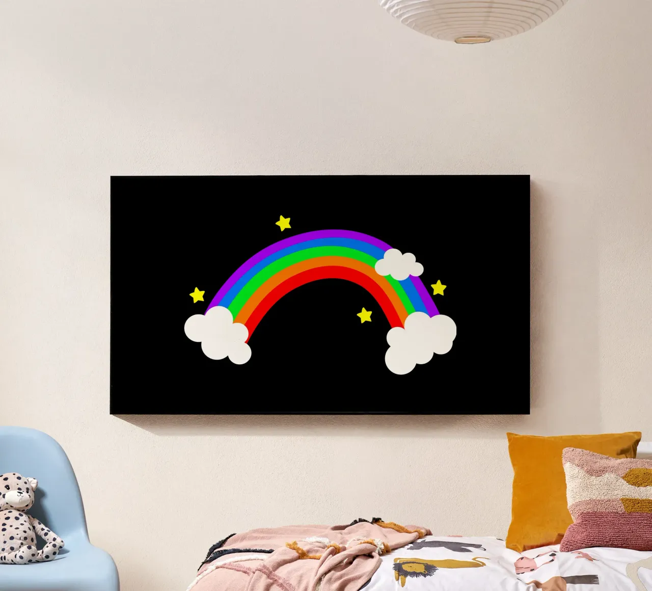 Rainbow with clouds and stars plexiglass da happieeagle