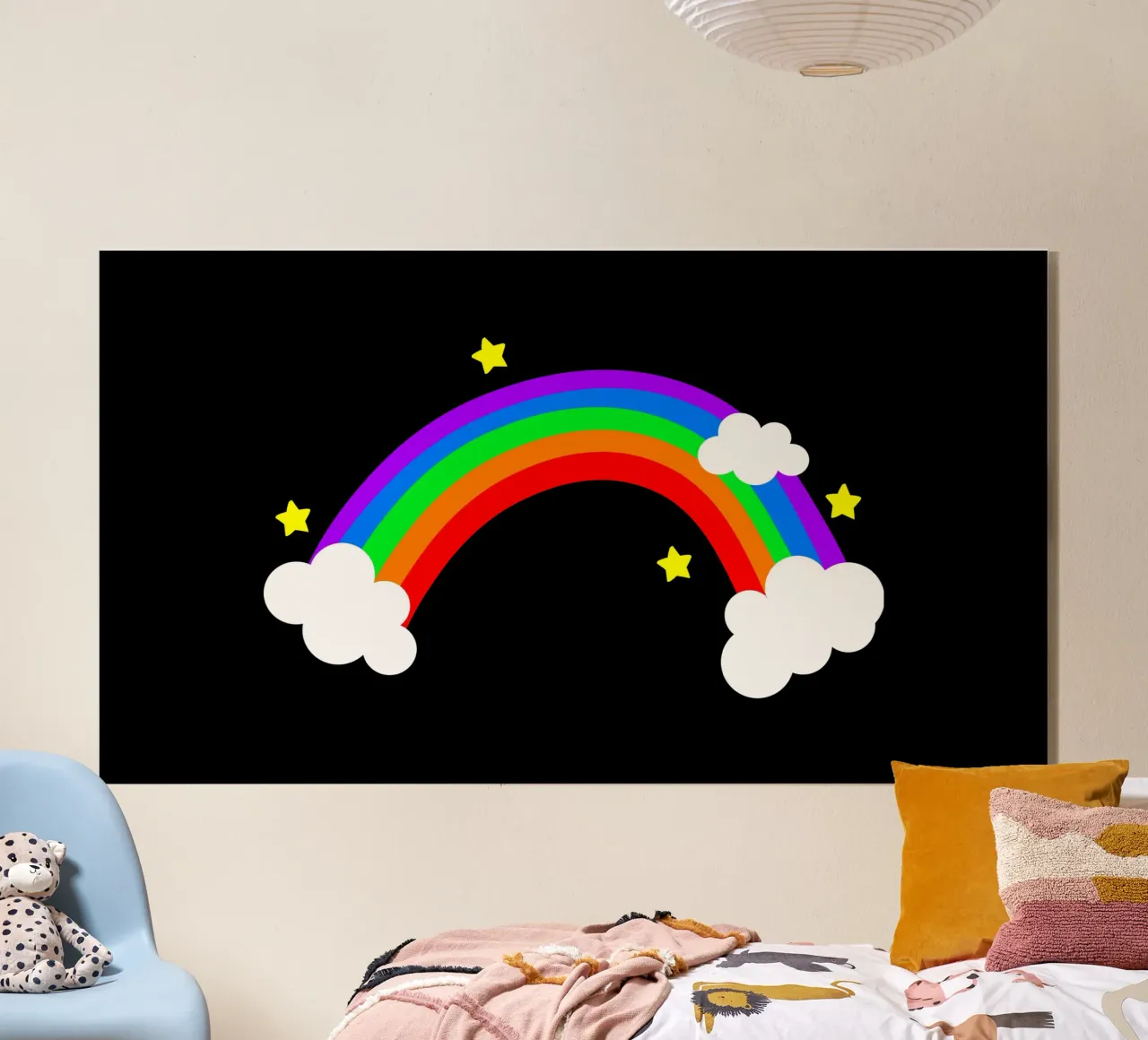 Rainbow with clouds and stars plexiglass da happieeagle