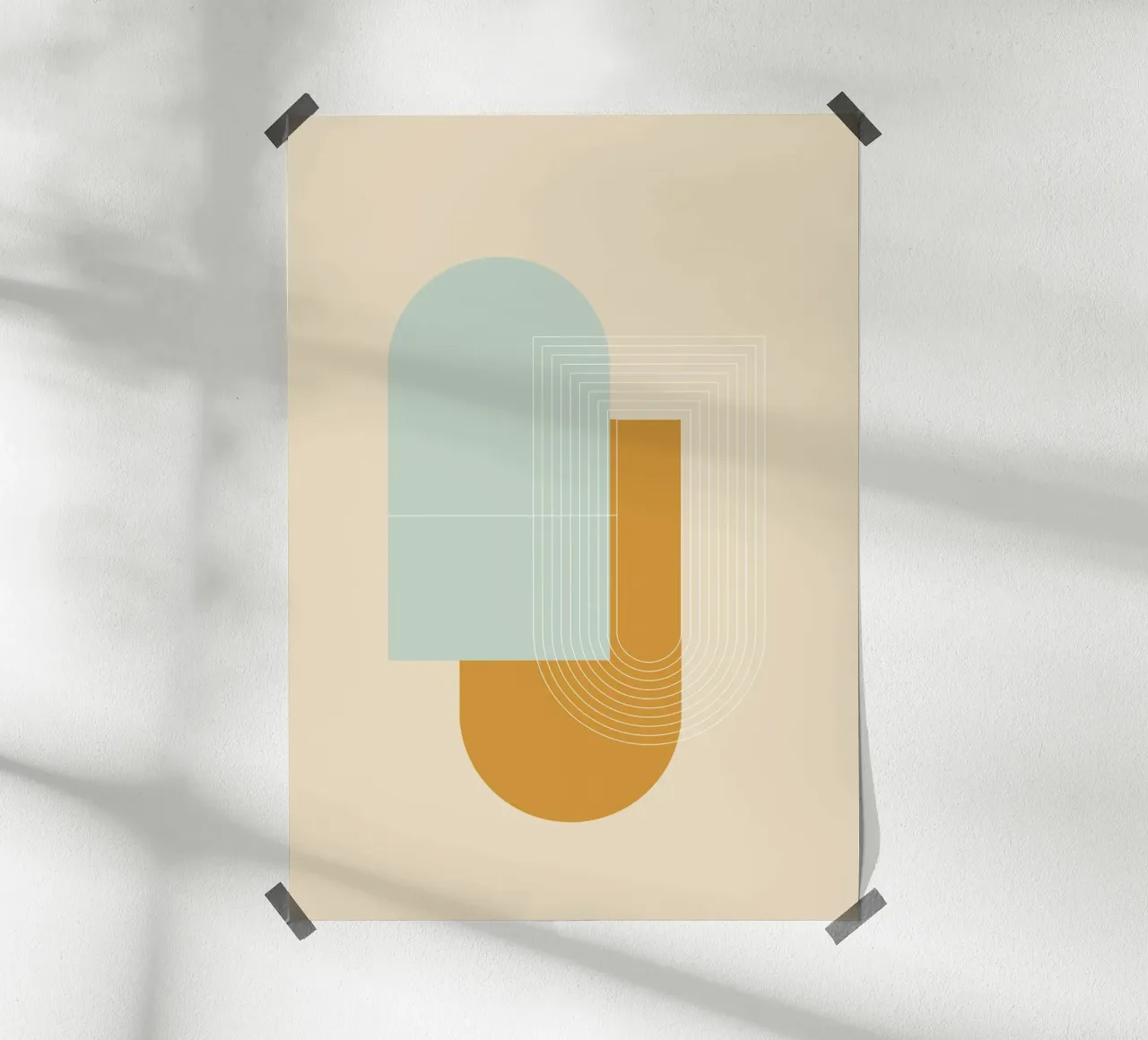 Mid Century Geometric 05 poster con telaio in plastica da KHouse Studio