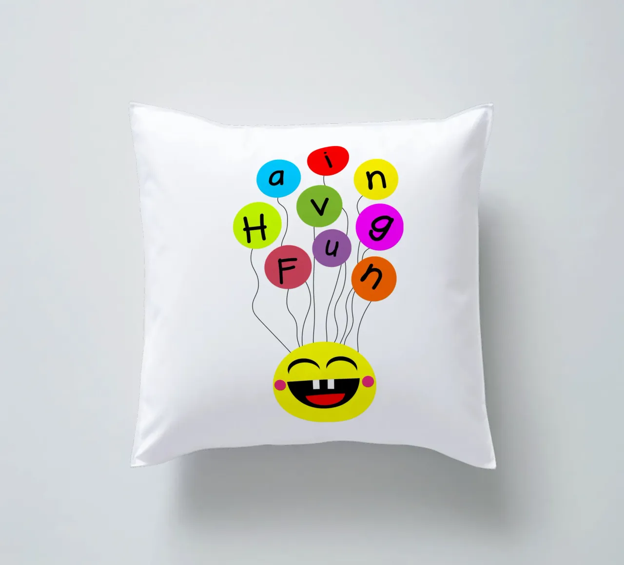 Having fun floating balloons face cuscino da happieeagle