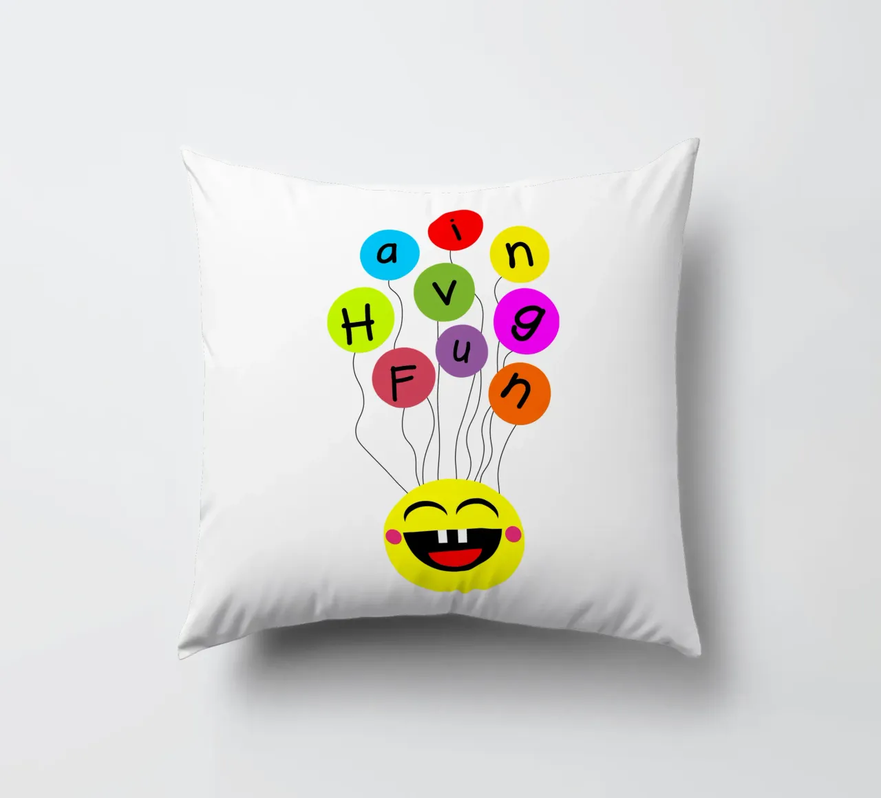 Having fun floating balloons face cuscino da happieeagle