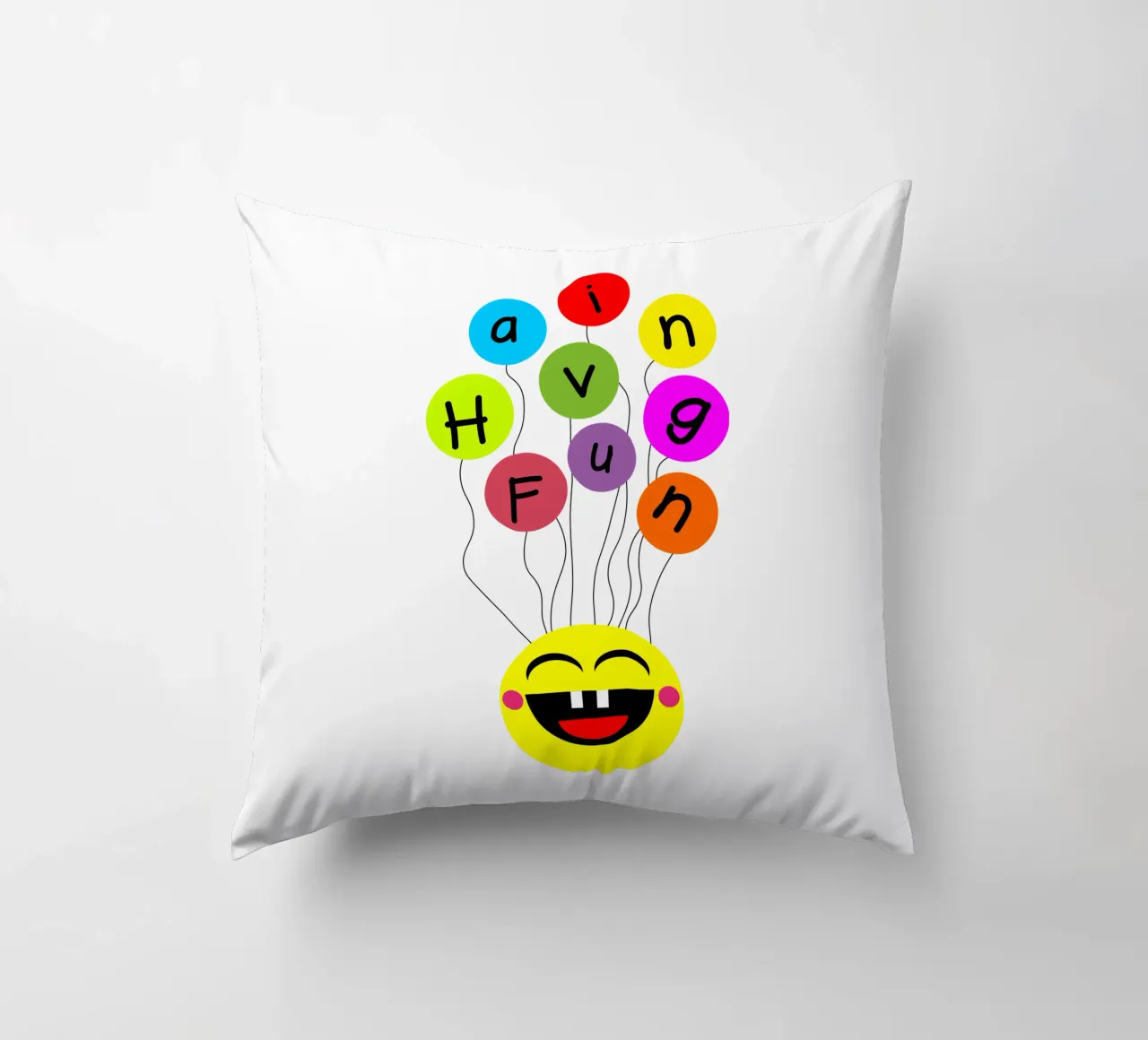 Having fun floating balloons face cuscino da happieeagle