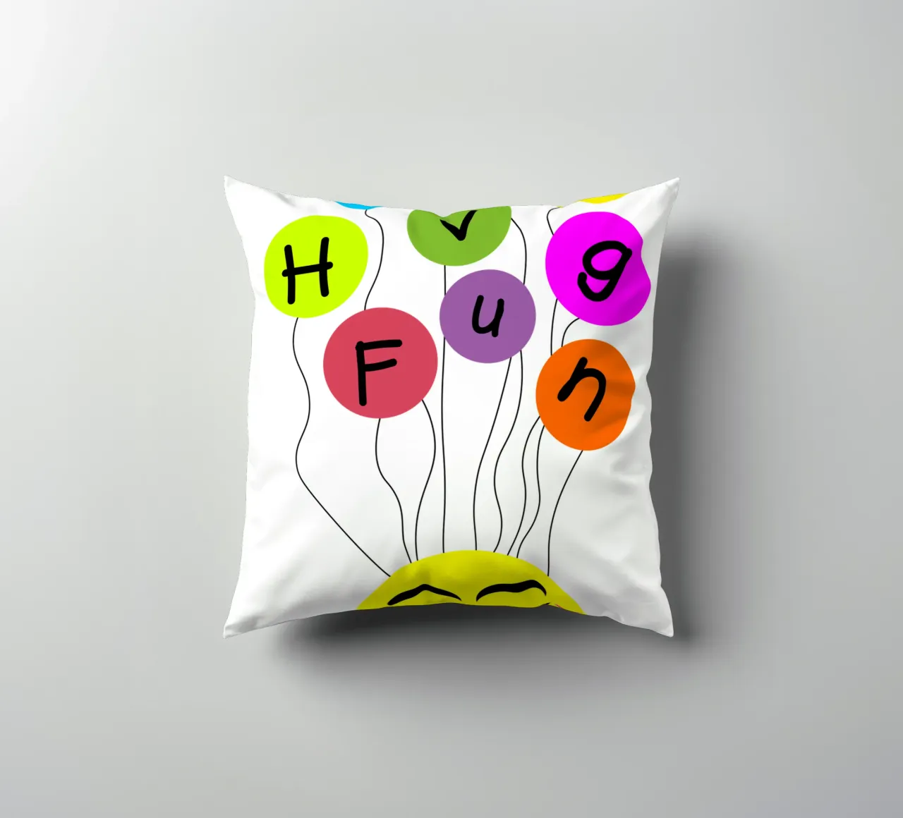 Having fun floating balloons face cuscino da happieeagle