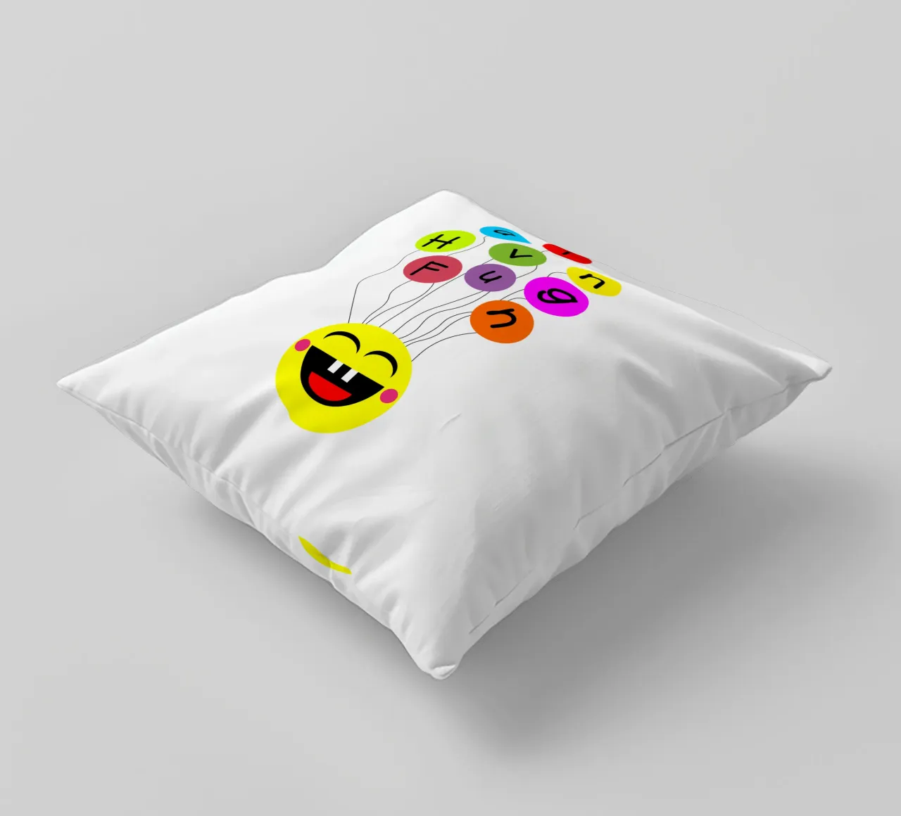 Having fun floating balloons face cuscino da happieeagle