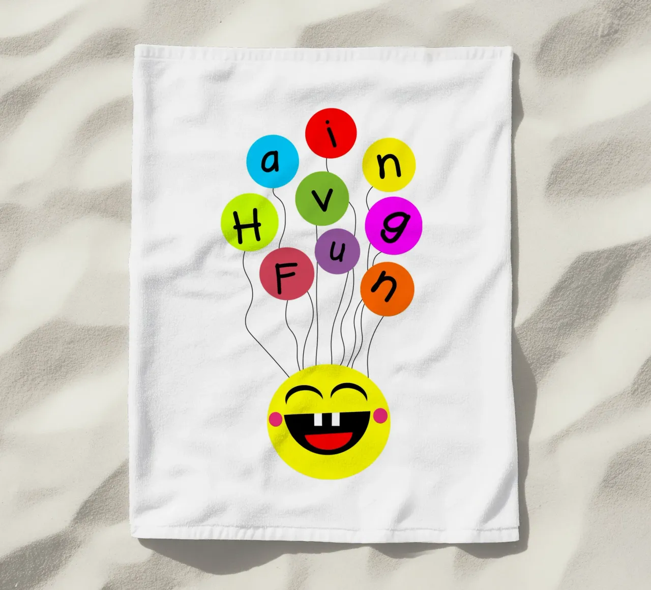 Having fun floating balloons face telo mare da happieeagle