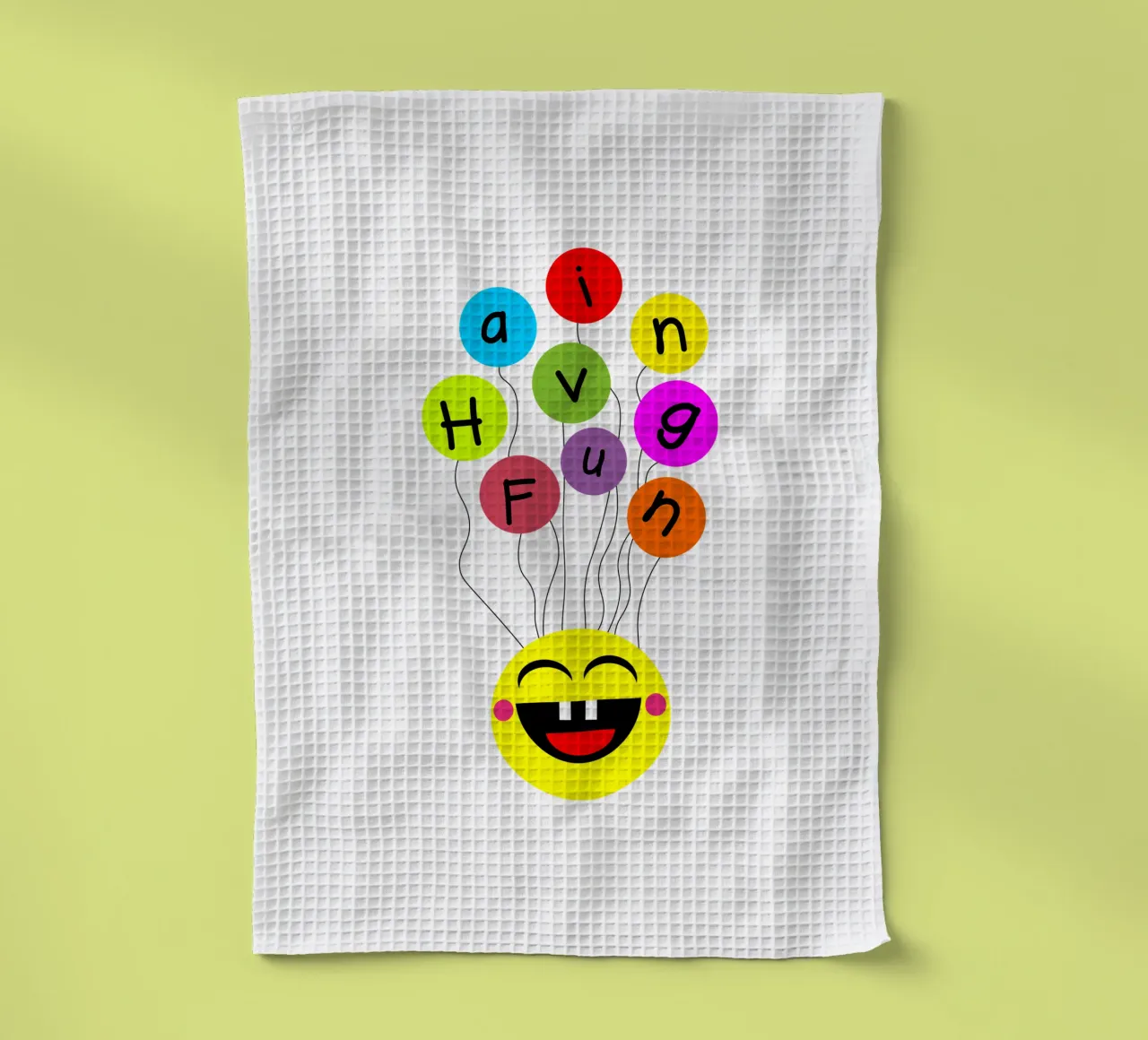 Having fun floating balloons face canovaccio da cucina da happieeagle