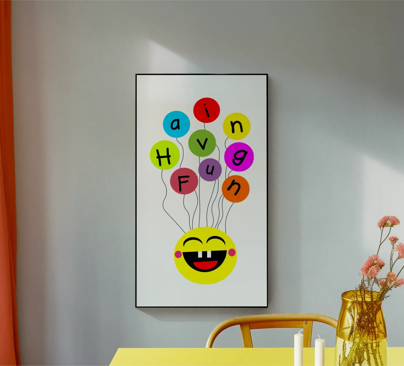 Having fun floating balloons face acryl van happieeagle