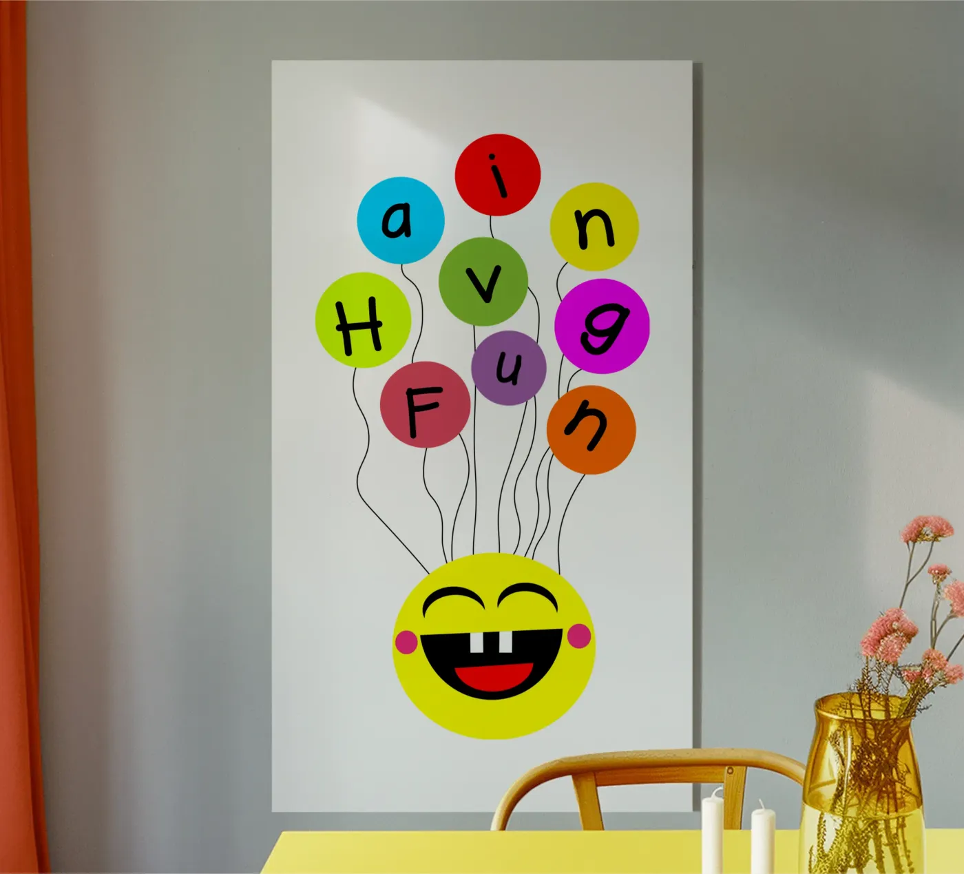 Having fun floating balloons face acryl van happieeagle