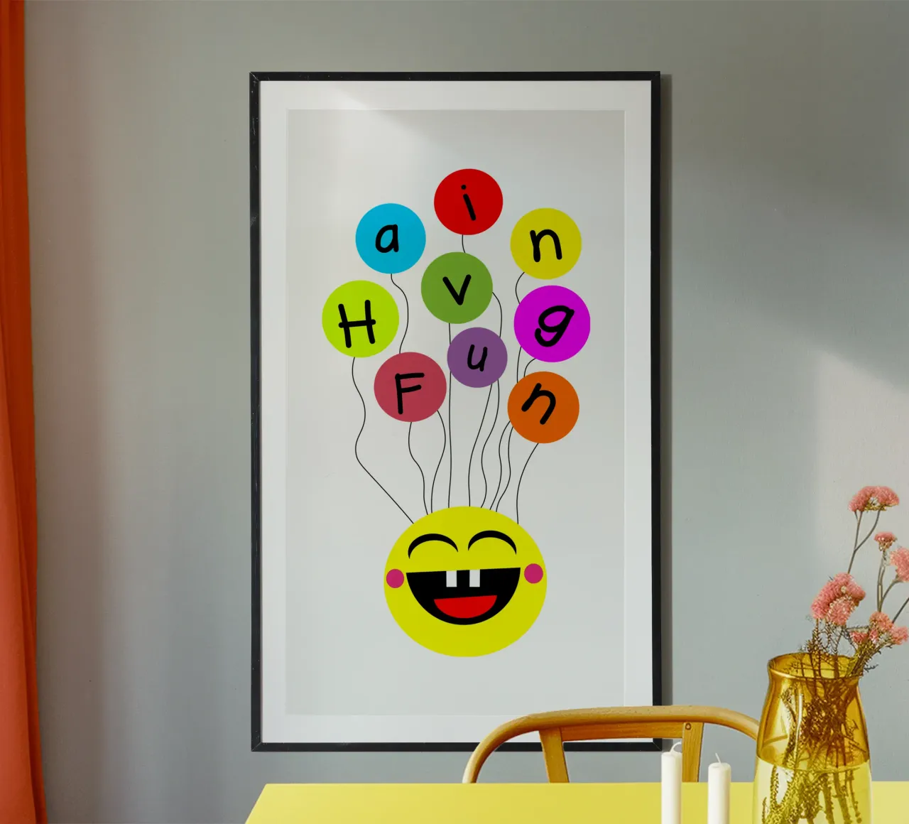 Having fun floating balloons face poster da happieeagle