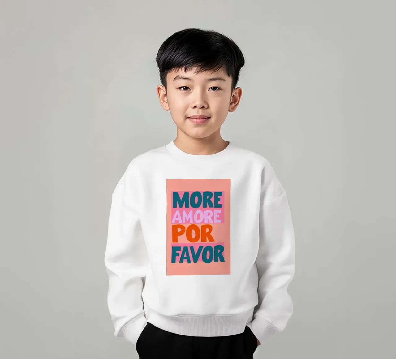 More amore por favor pop kids sweatshirt by Carinaprint
