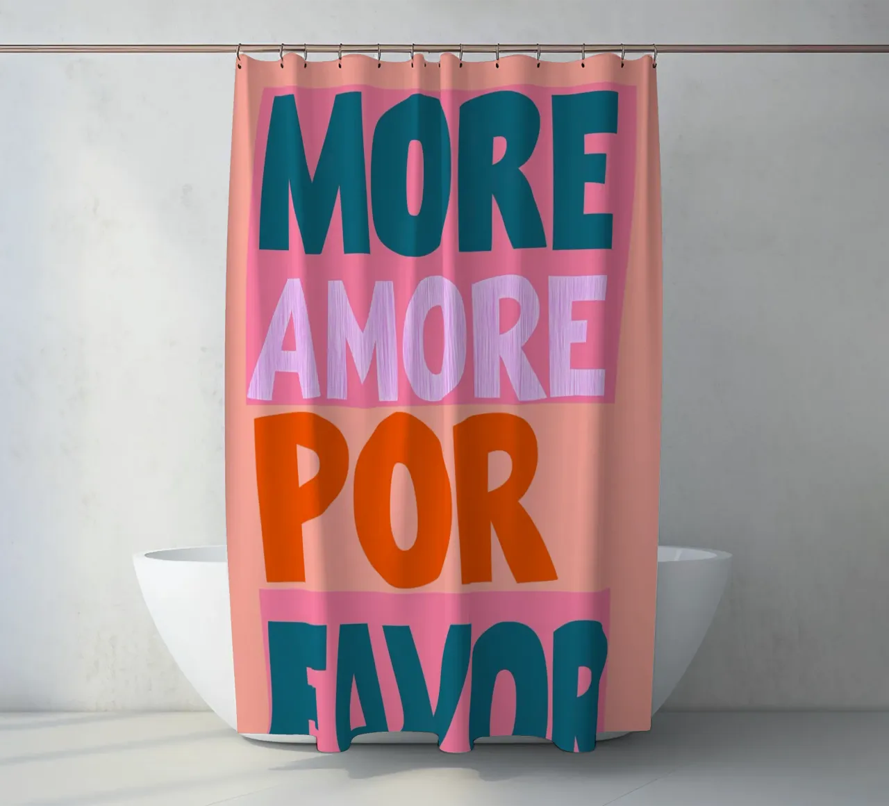 Mehr amore por favor pop Duschvorhang von Carinaprint