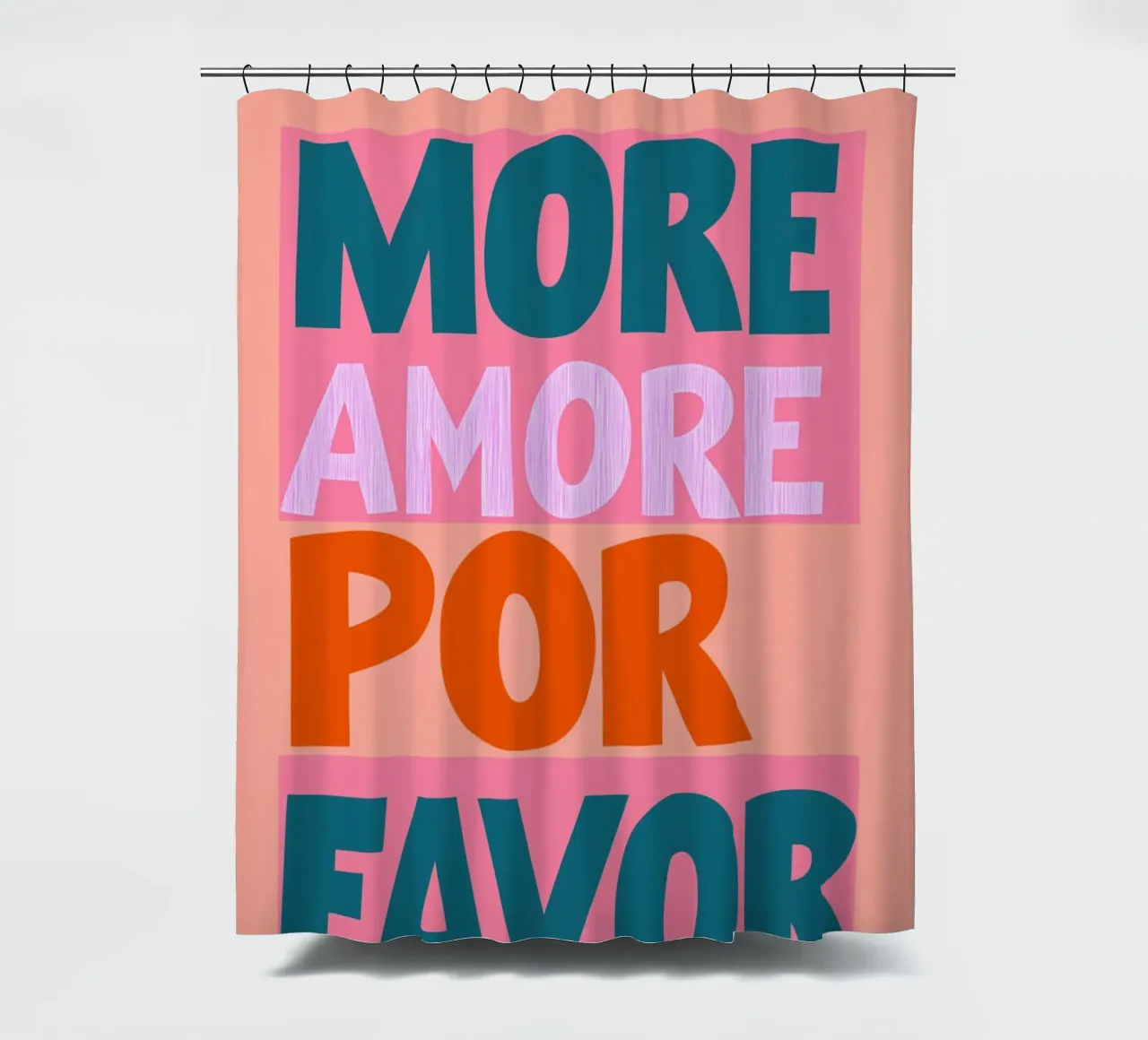Mehr amore por favor pop Duschvorhang von Carinaprint