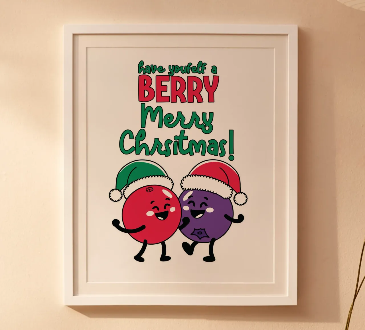 Have yourself a BERRY Merry Christmas! poster con telaio in plastica da edsonramosart