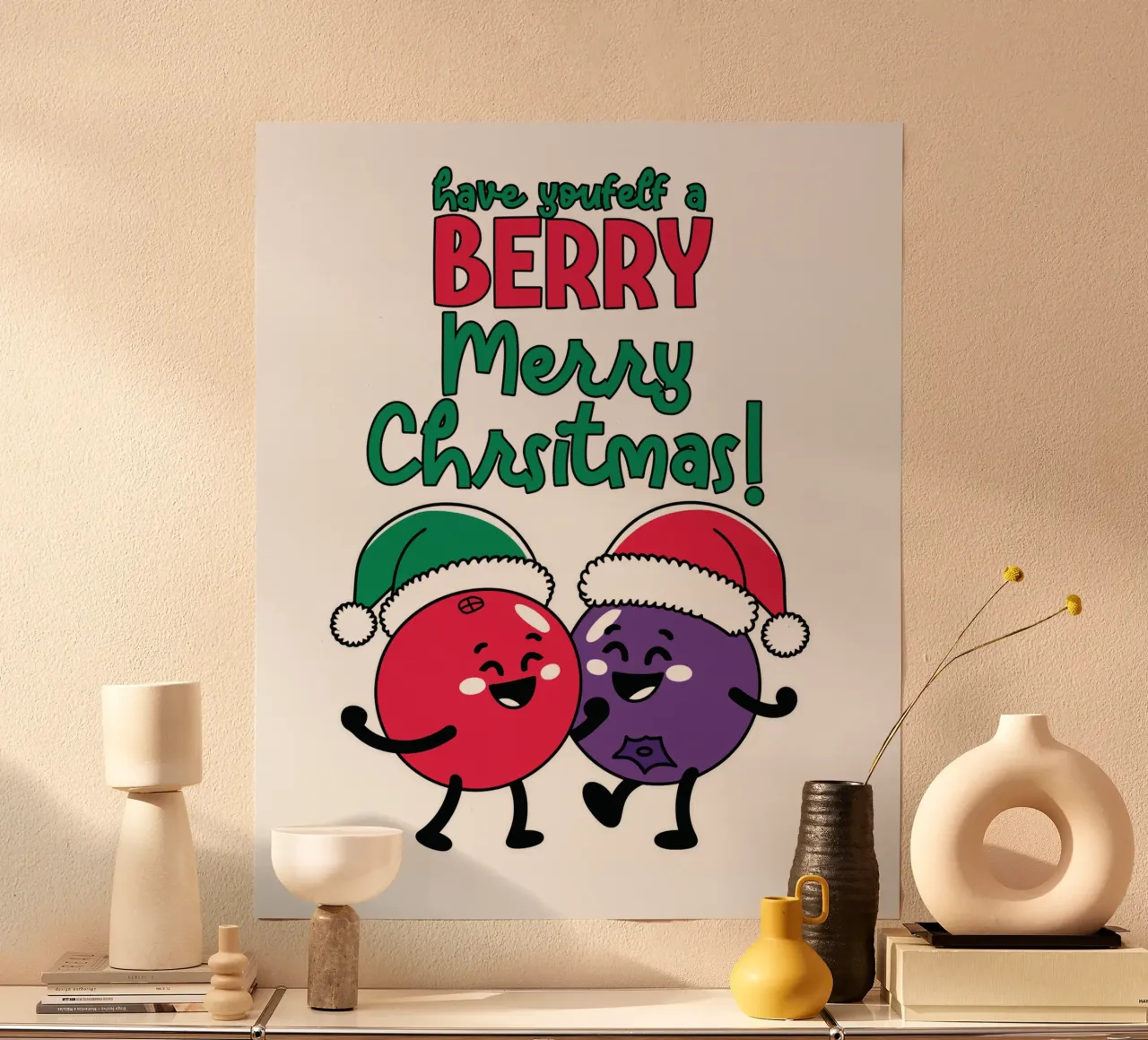 Have yourself a BERRY Merry Christmas! poster con telaio in plastica da edsonramosart