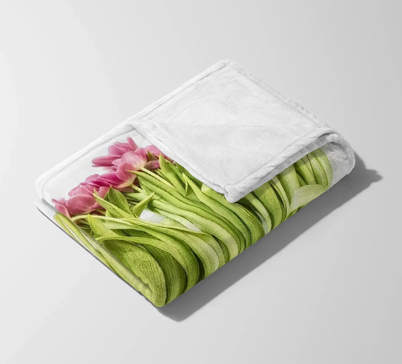 A Bouquet of Pink Tulips fleece blanket by Curious Collections by Marielle Leenders