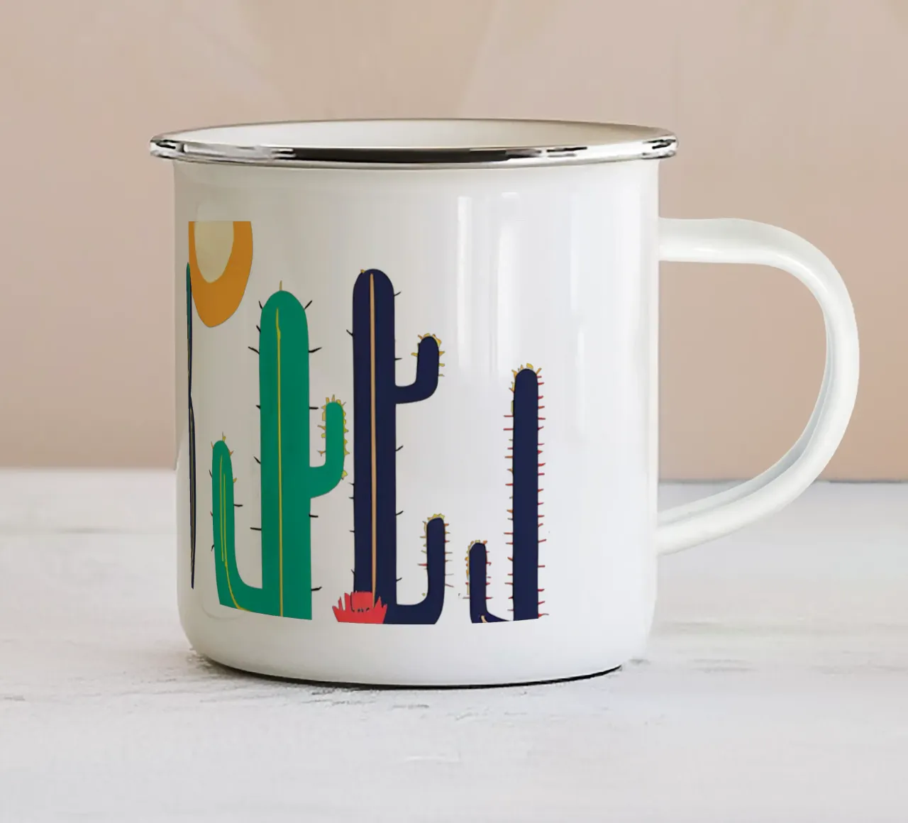 cactus 1 tazza in smalto da Rezh creations