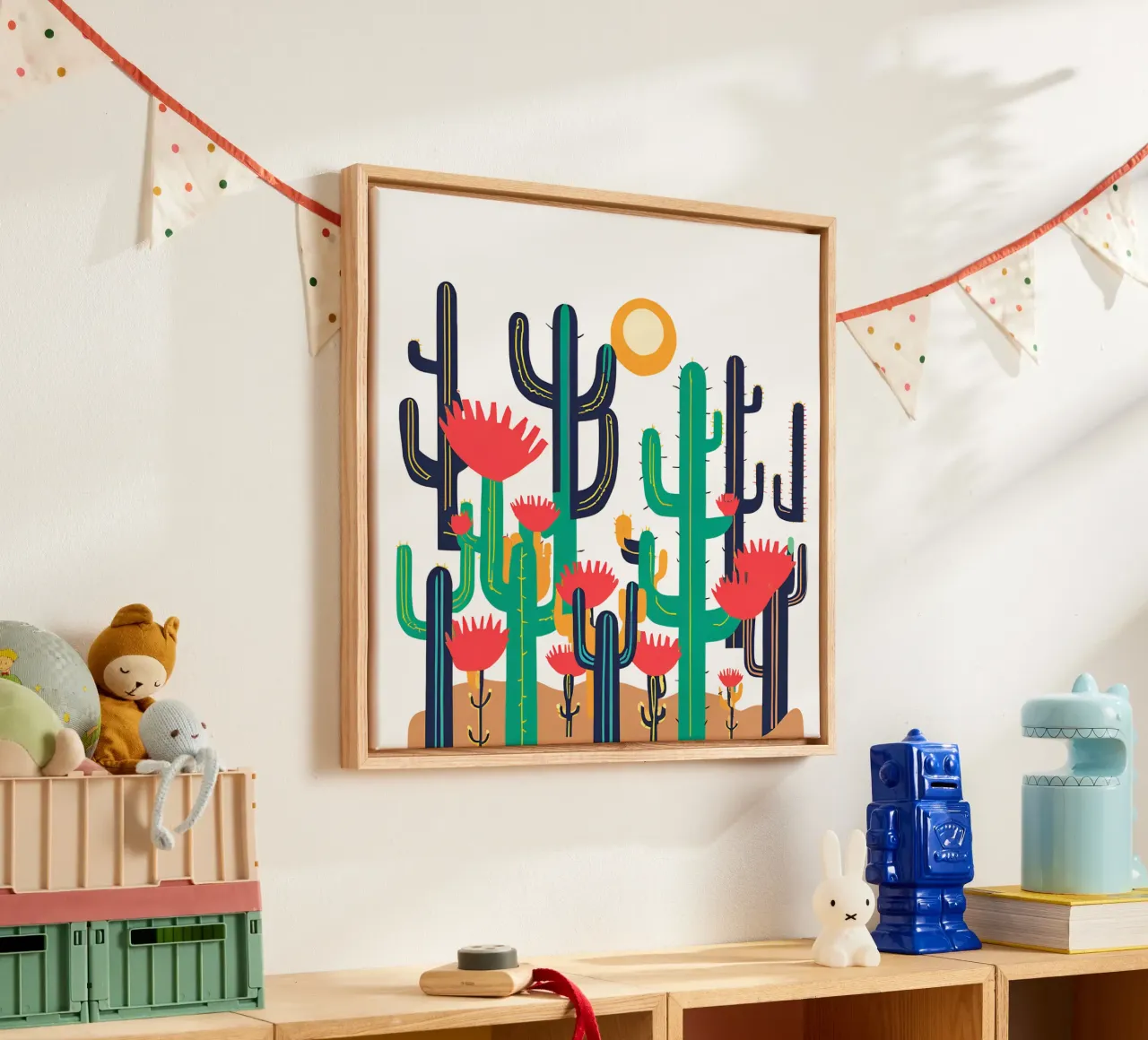 cactus 1 tela con Cornice a cassetta da Rezh creations