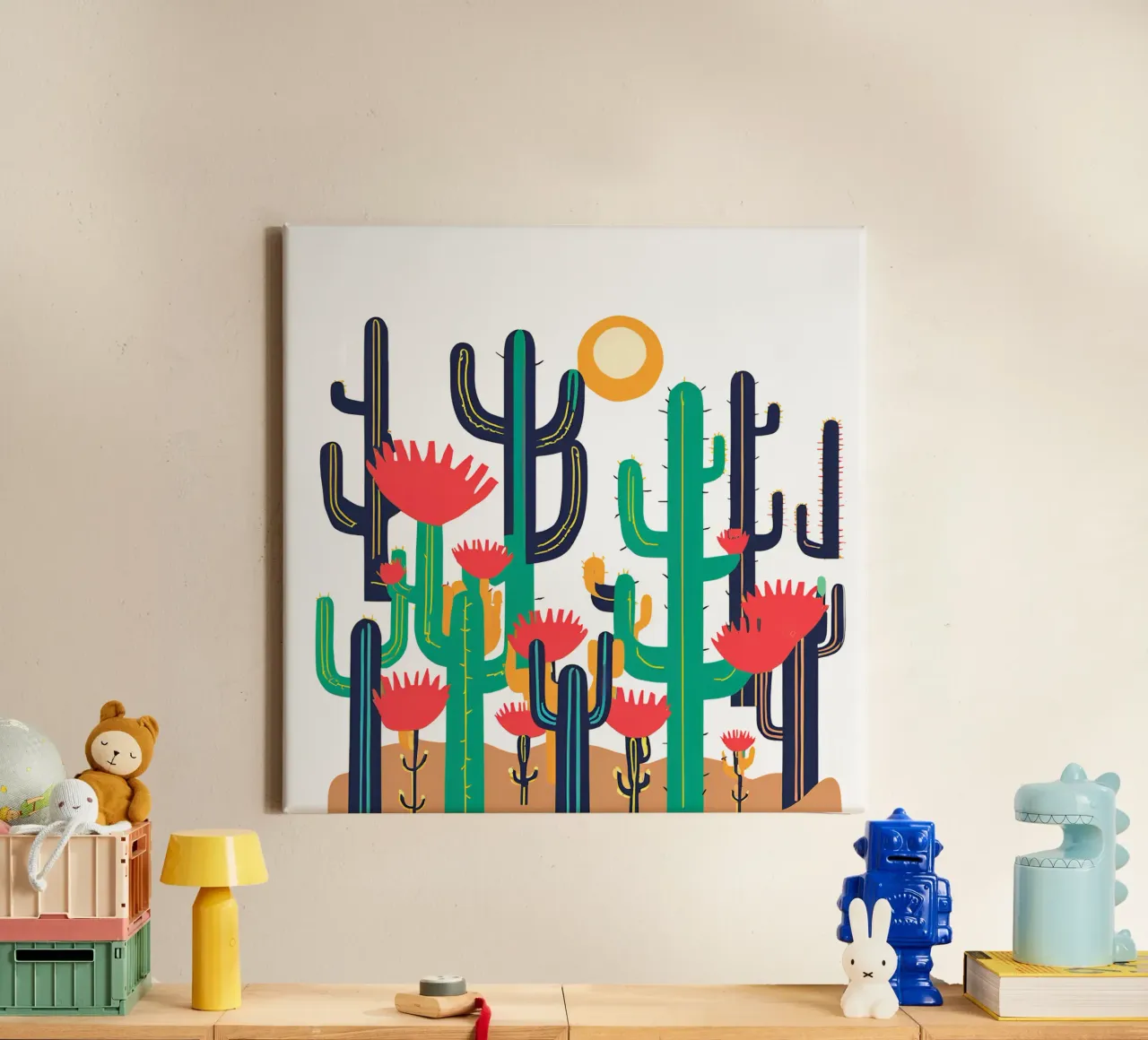 cactus 1 tela con Cornice a cassetta da Rezh creations