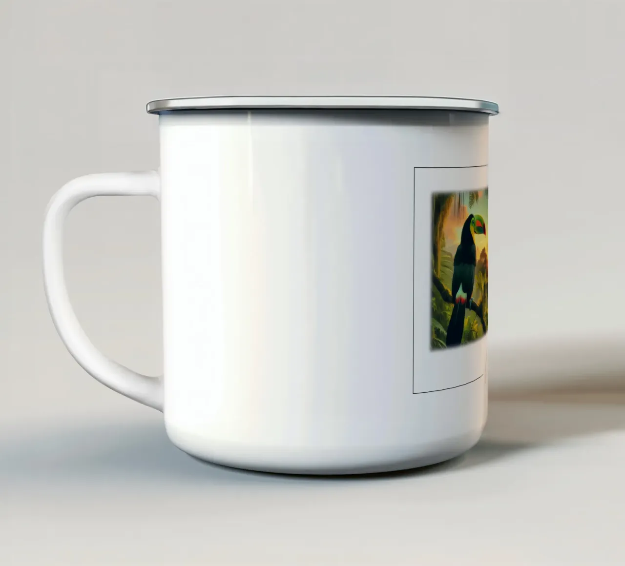 TOUCAN enamel mug by RUBIANT ART