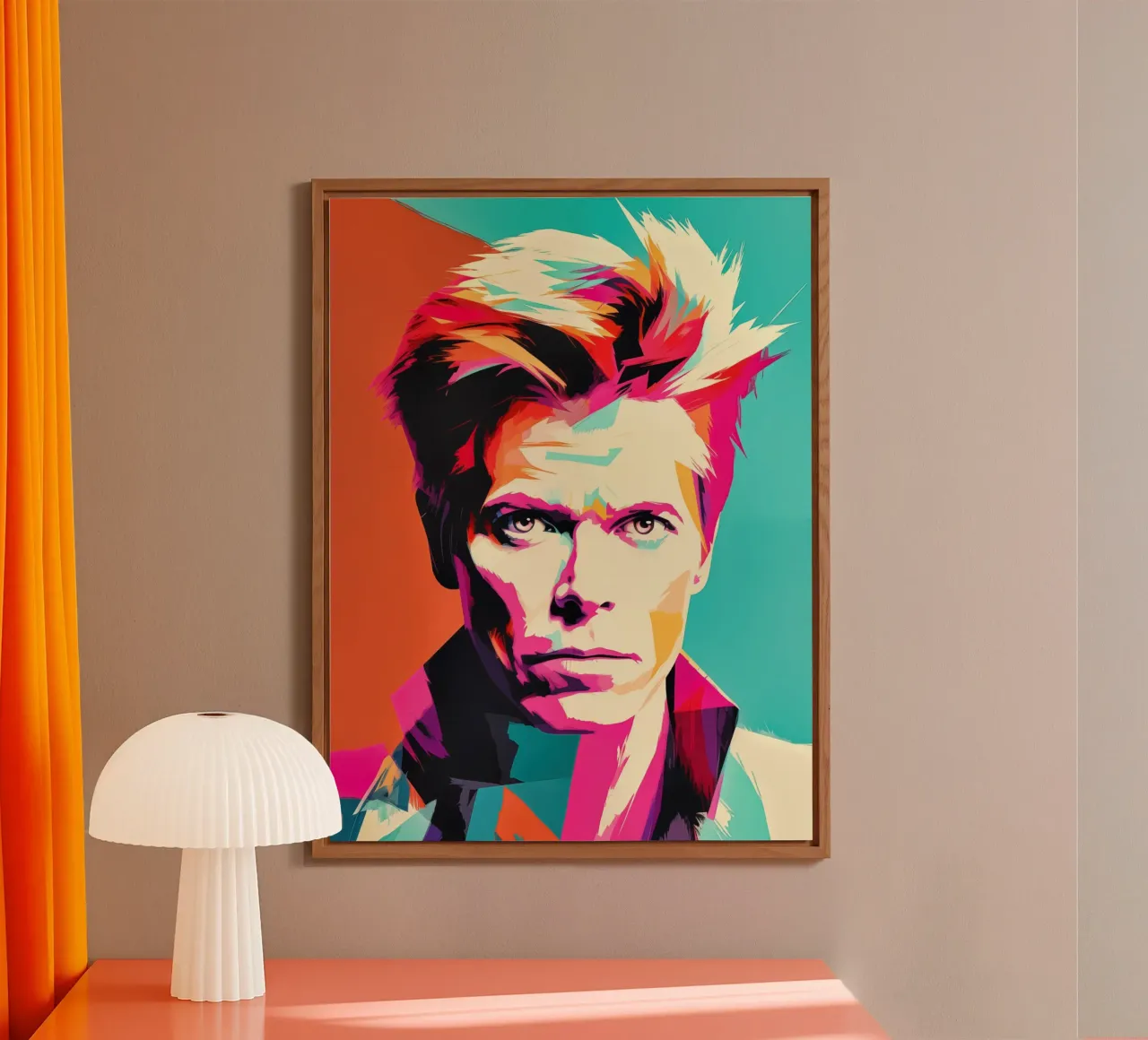 Ritratto pop art di David Bowie - Colori al neon alluminio dibond da Autofocus
