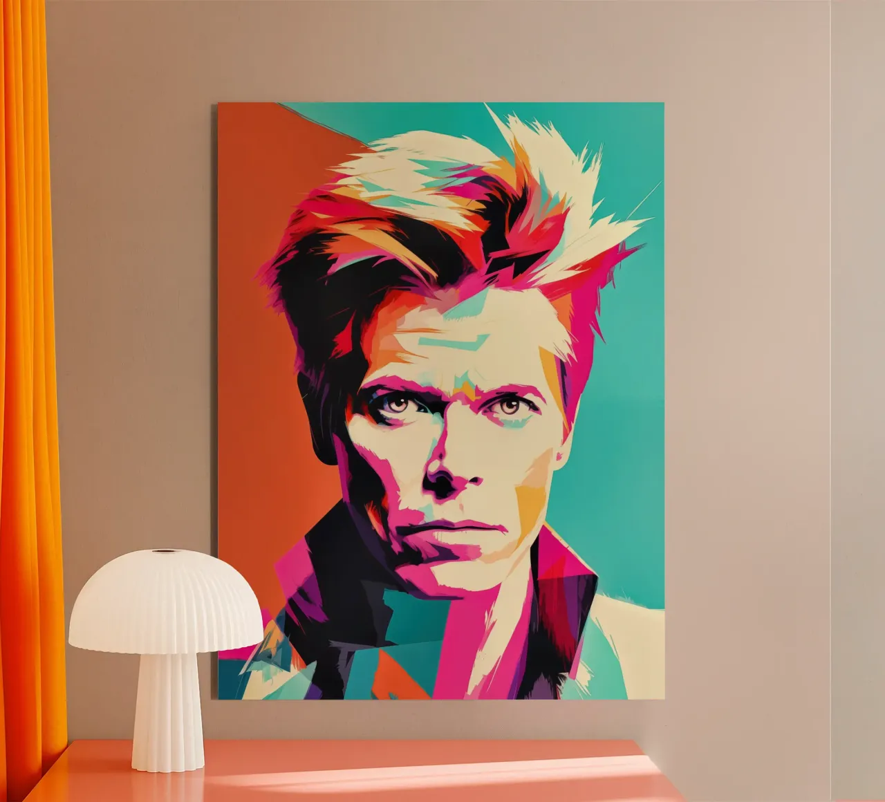Ritratto pop art di David Bowie - Colori al neon alluminio dibond da Autofocus