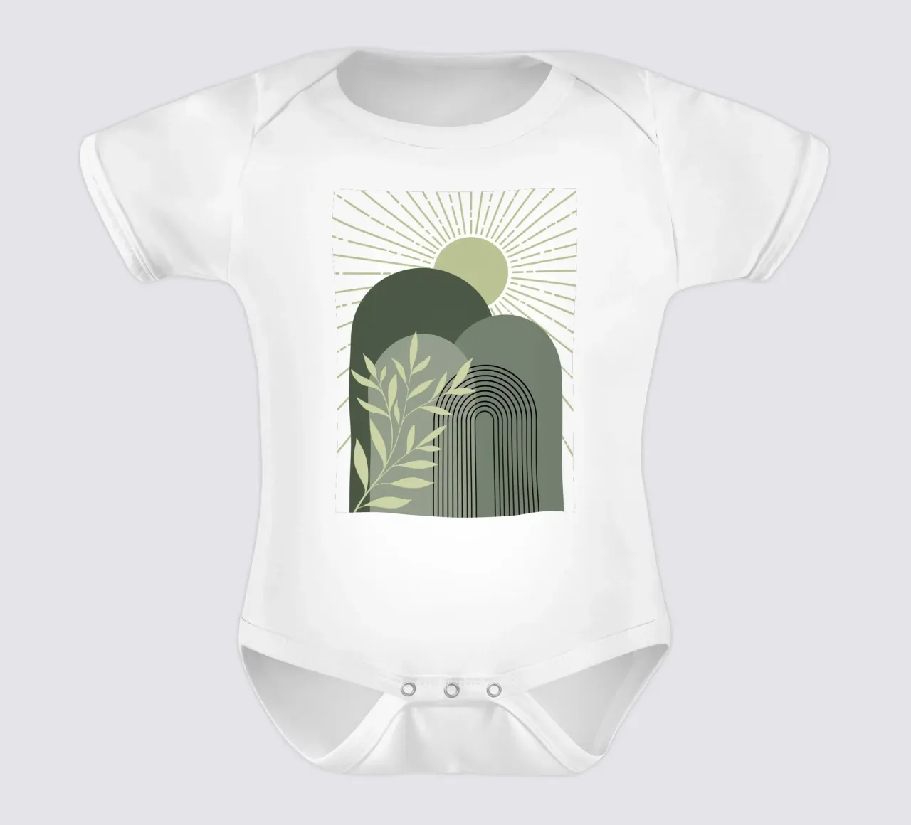 Mountains and sunbeams short-sleeve baby romper by LisaArtes