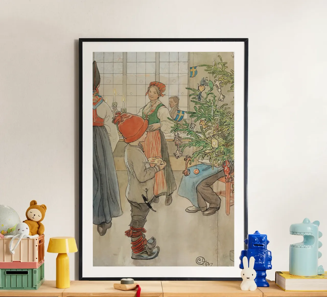 Carl Larsson - Ora è di nuovo Natale. 1907 poster con telaio in legno da ARTOTHEK