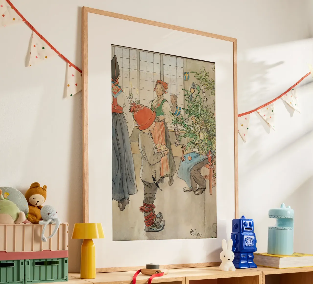Carl Larsson - Ora è di nuovo Natale. 1907 poster con telaio in legno da ARTOTHEK