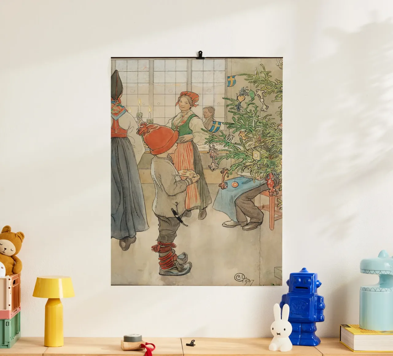 Carl Larsson - Ora è di nuovo Natale. 1907 poster con telaio in legno da ARTOTHEK