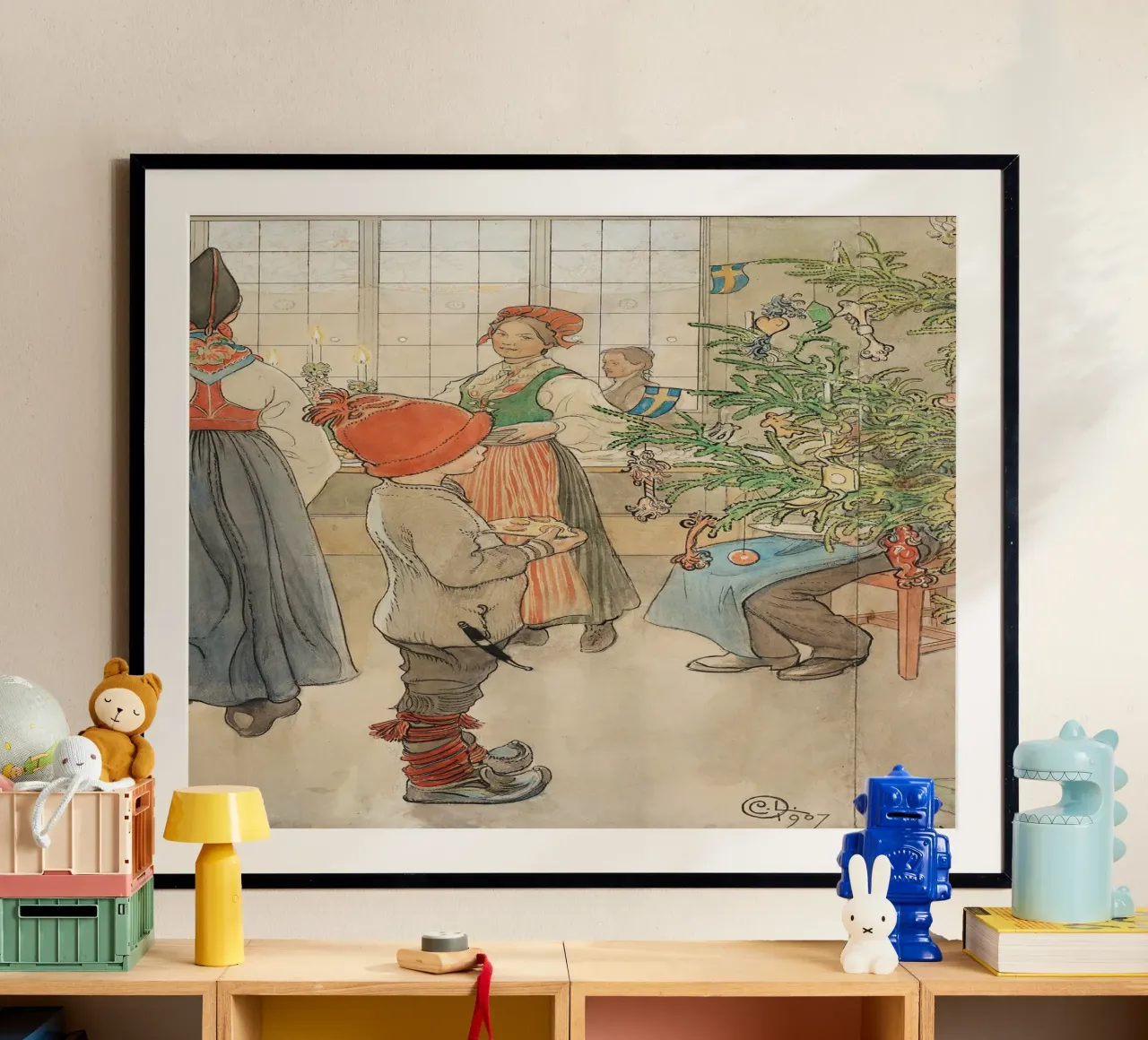 Carl Larsson - Ora è di nuovo Natale. 1907 poster con telaio in legno da ARTOTHEK